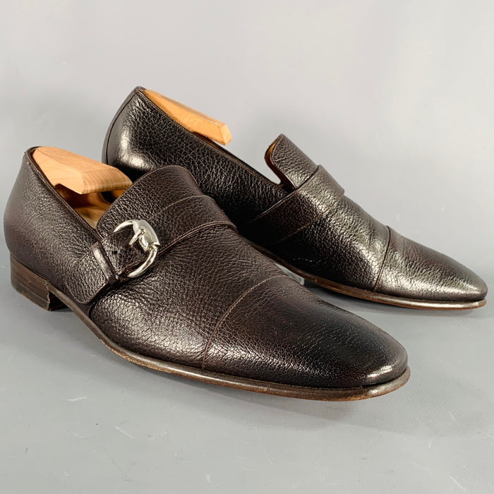GUCCI Size 8 Brown Leather Buckle Loafers
