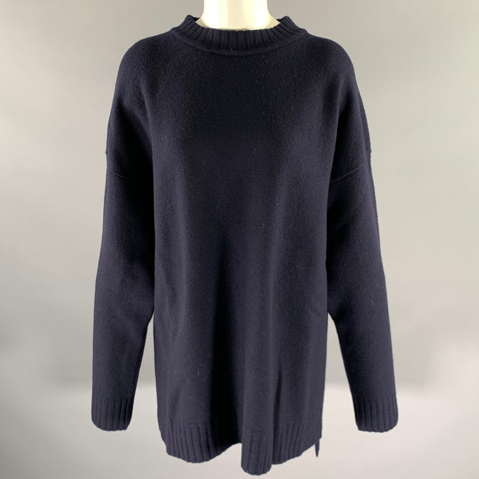 JIL SANDER Size M Navy Wool Crew-Neck Sweater