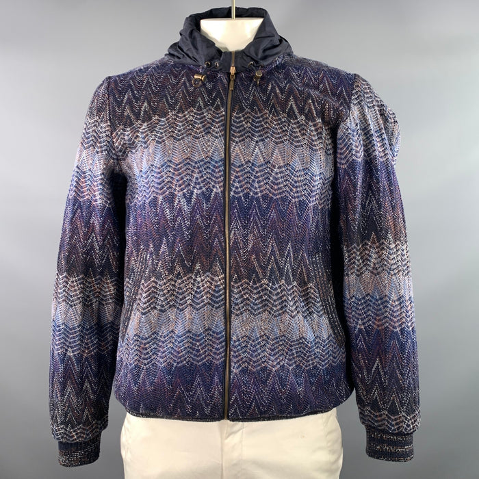 MISSONI Size XL Navy Grey Mixed Fabrics Reversible Jacket