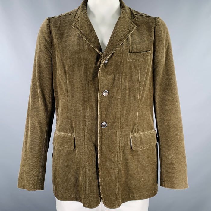DRIES VAN NOTEN Size 44 Green Olive Corduroy Cotton Jacket