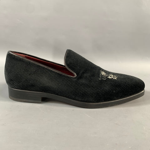 BILLIONAIRE ITALIAN COUTURE Size 7.5 Black Velvet Slip On Loafers
