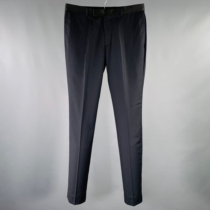 SANDRO Size 32 Navy Black Wool Tuxedo Dress Pants