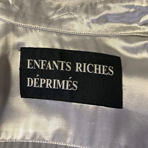 ENFANTS RICHES DEPRIMES SS2016 Size M Silver Metallic Silk Button Up Long Sleeve Shirt