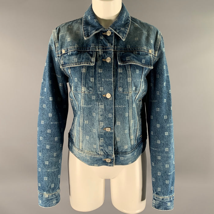 GIVENCHY Size M Blue Cotton Monogram Trucker Jacket