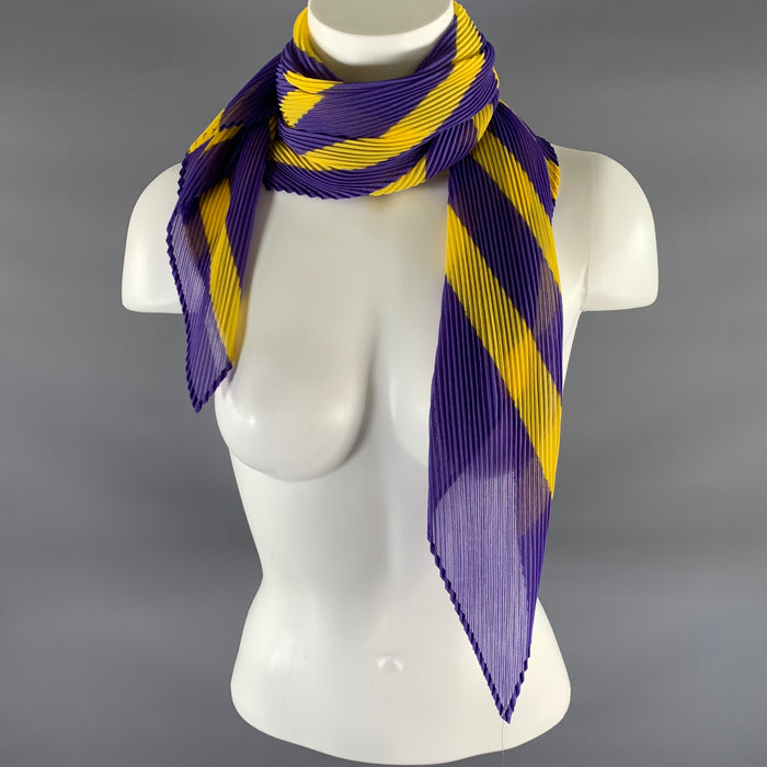 ISSEY MIYAKE Purple Yellow Stripe Polyester Scarves & Shawls