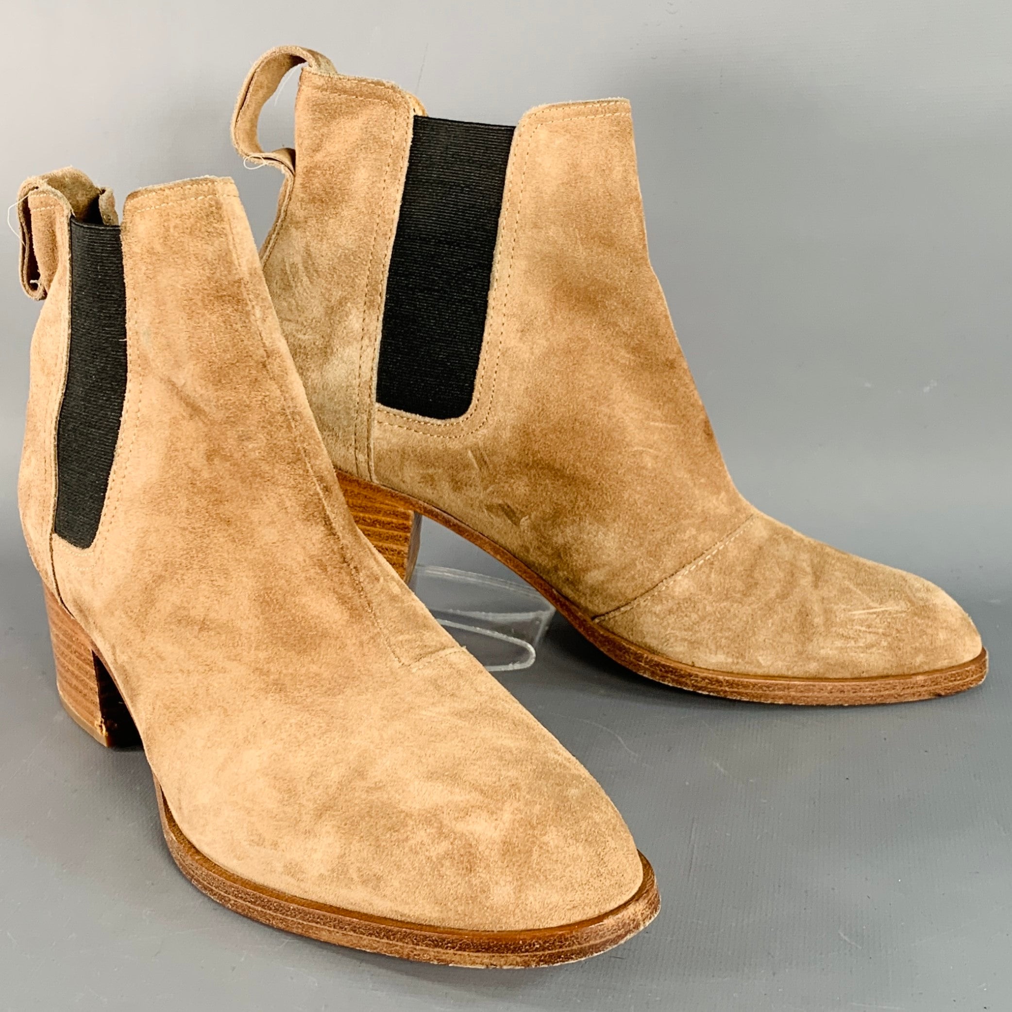 RAG BONE Size Camel Suede Stacked Heel Chelsea Ankle Boots