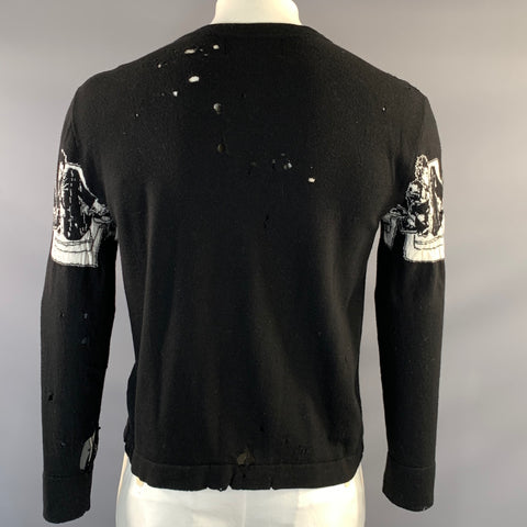 ENFANTS RICHES DEPRIMES SS2020 L Black White Knitted Wool Crew Neck Pullover