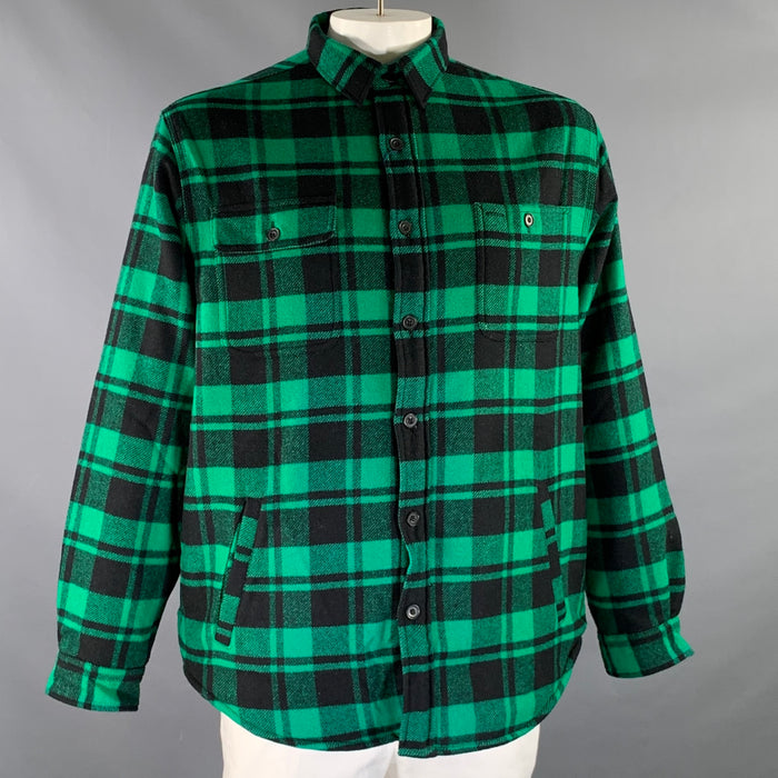 POLO by RALPH LAUREN Size XL Green Black Plaid Wool Nylon Shirt Jacket Jacket