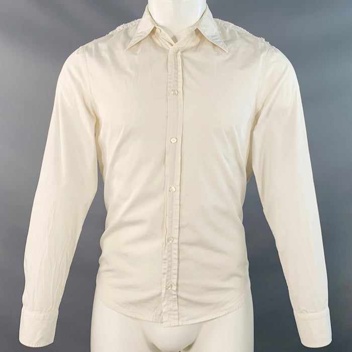 MAISON MARGIELA Size 39 White Cotton Curved Cutaway Long Sleeve Shirt