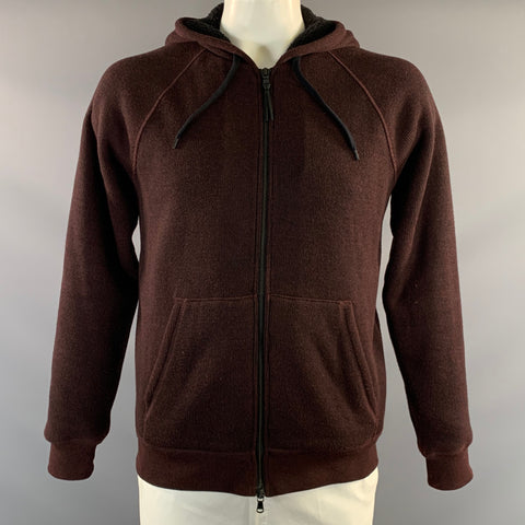 JOHN VARVATOS * U.S.A. Size L Burgundy Black Cotton & Polyamide Hooded Jacket
