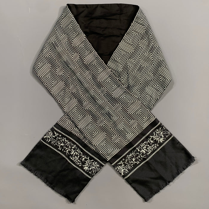 HAIDER ACKERMANN Black White Geometric Silk Scarves