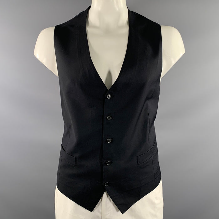 ERMENEGILDO ZEGNA Size 44 Black Wool Buttoned Vest