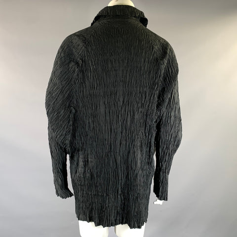 &.SHU Size 6 Black Polyester Pleated Snap buttons Jacket