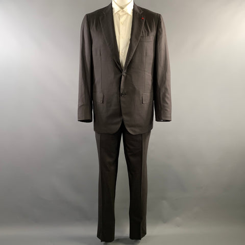 ISAIA Chest Size 48 Navy Dark Grey Wool Notch Lapel 40 37 Suit