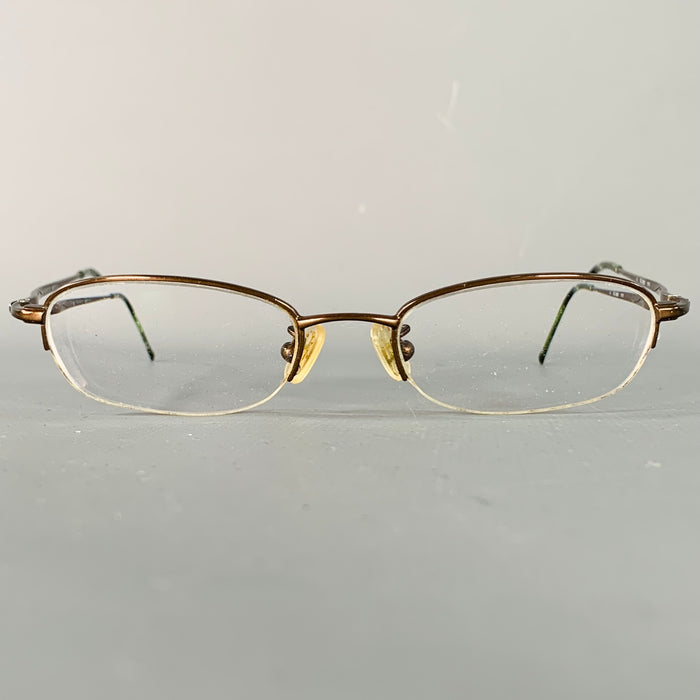 GUCCI Brown Metal Semi Rimless Eyewear Readers