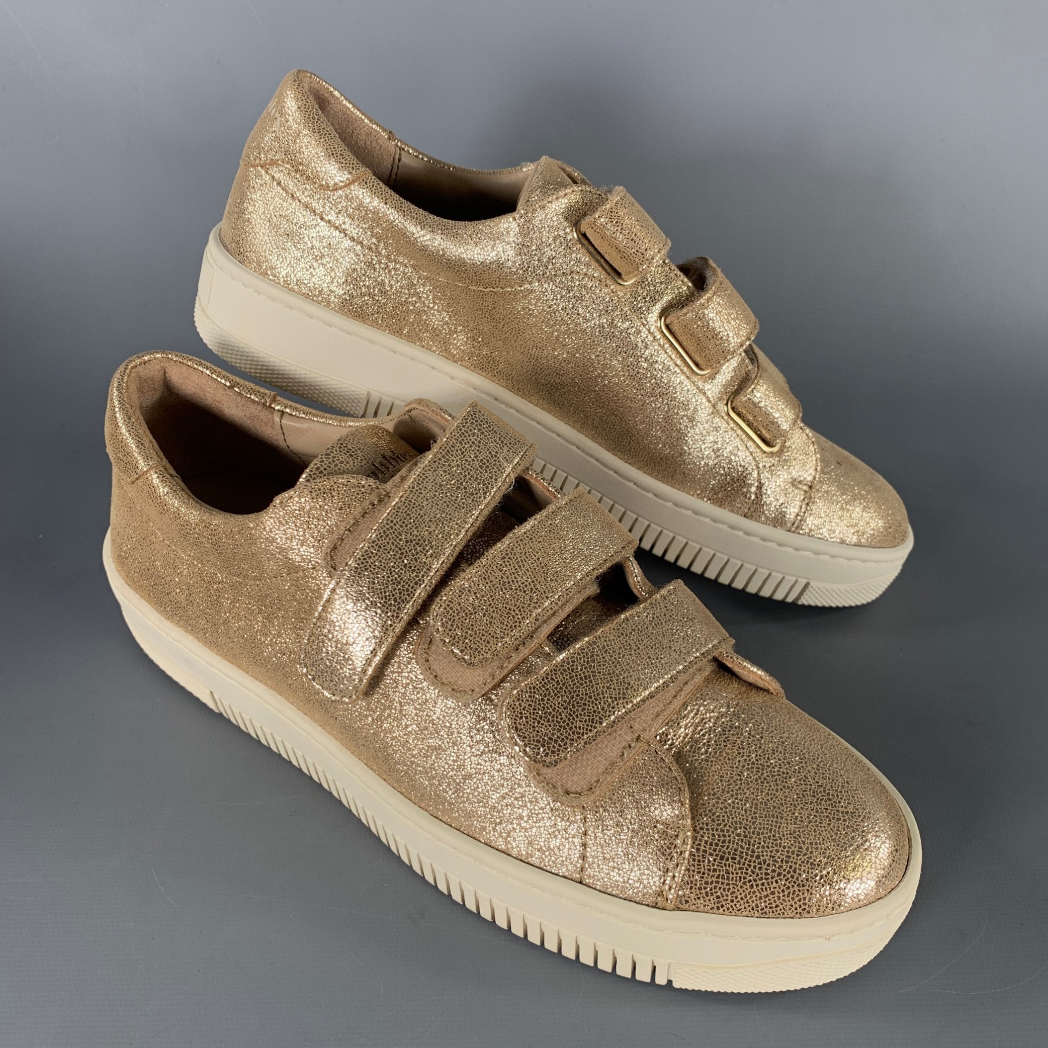 BOBBIES Size 8 Gold Champagne Glitter 3 Hook & Loop Sneakers – Sui ...