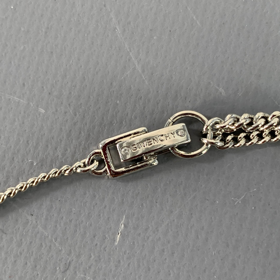 GIVENCHY Silver Rhinestones Metal Necklace