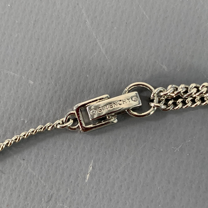 GIVENCHY Silver Rhinestones Metal Necklace