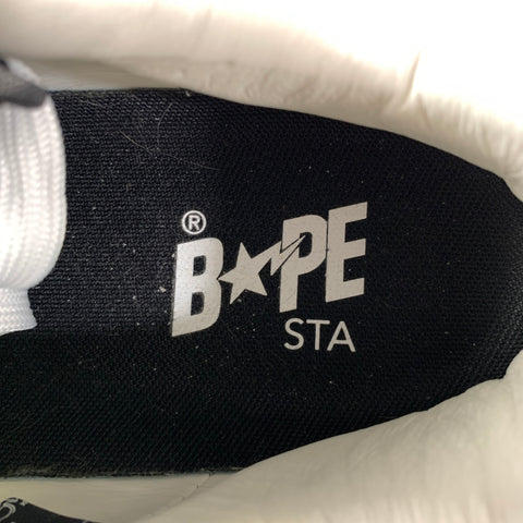 BAPE Size 10 White Black Stars Leather Low Top Sneakers