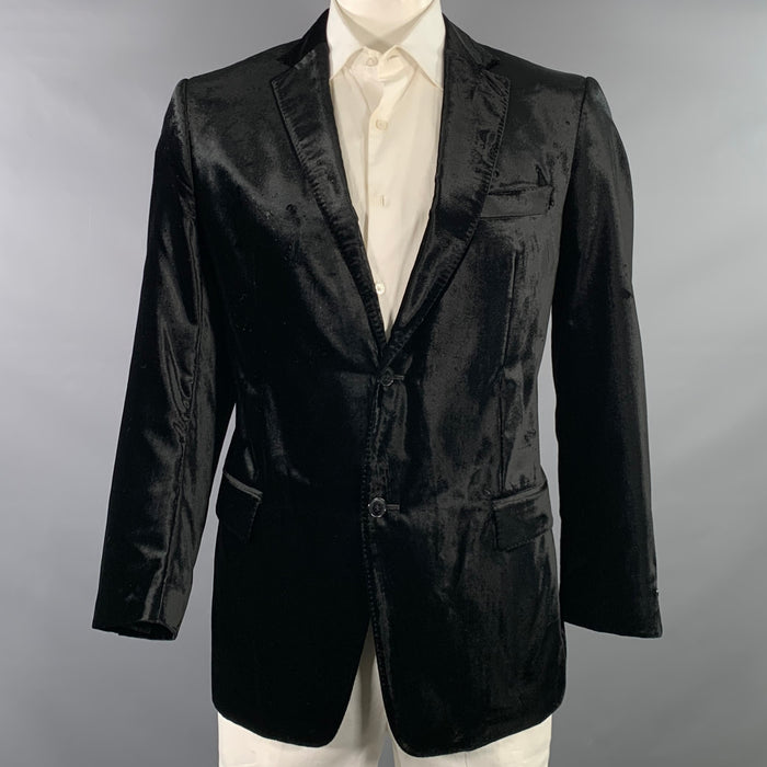 VERSACE COLLECTION Size 44 Black Velour Viscose Blend Sport Coat