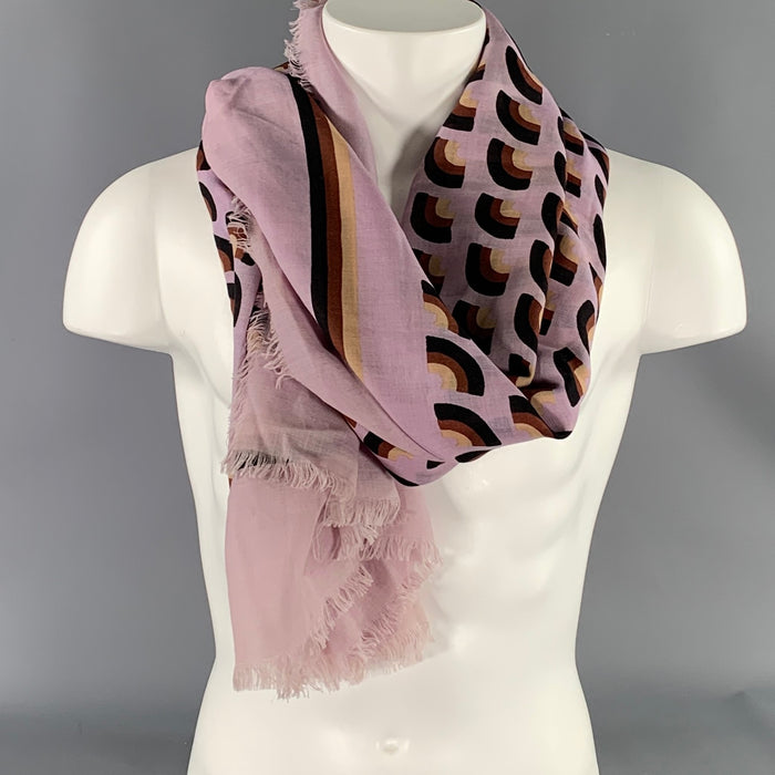 MARC JACOBS Purple Black Brown Mixed Pattern Wool Silk Scarves