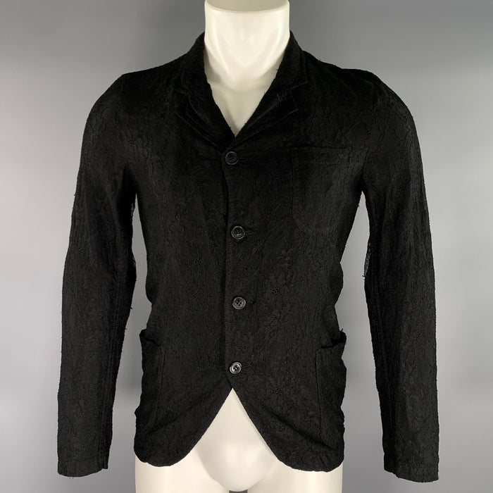 COMME des GARCONS Size XS Black Lace Notch Lapel Jacket
