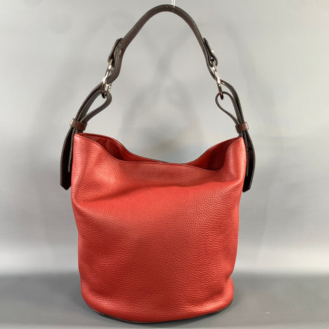 DOONEY BOURKE SS2019 Red Brown Pebble Grain Leather Bucket Bag