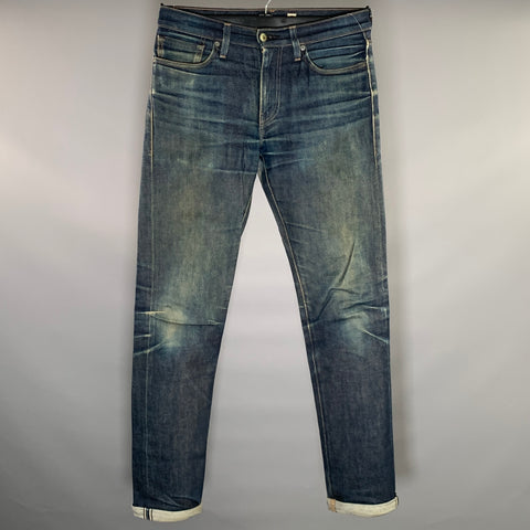 LEVI'S Size 31 Navy Tan Cotton Straight Jeans
