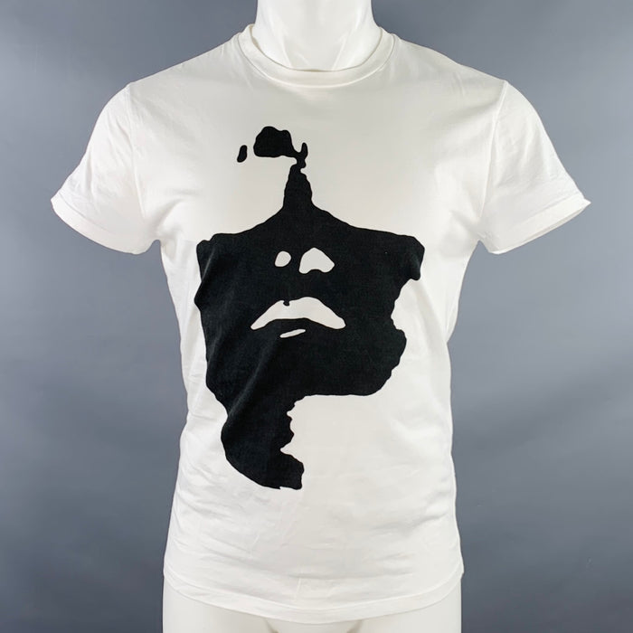 NEIL BARRETT Size M Siouxsie and the Banshees White Black Print Cotton Slim Fit Crew Neck T-shirt