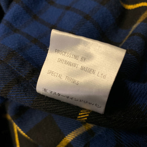 MASTERMIND JAPAN Size XL Navy Black & Yellow Plaid Cotton Long Sleeve Shirt