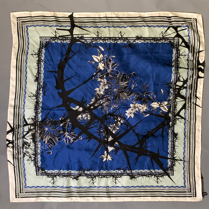 HAIDER ACKERMANN Blue Black & White Floral Silk Scarves
