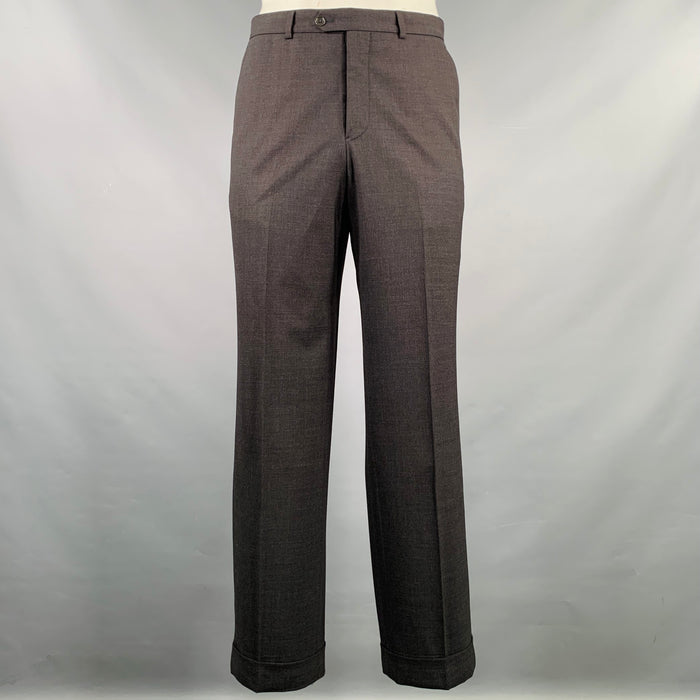 ARMANI COLLEZIONI Size 34 Grey Wool Blend Flat Front Dress Pants