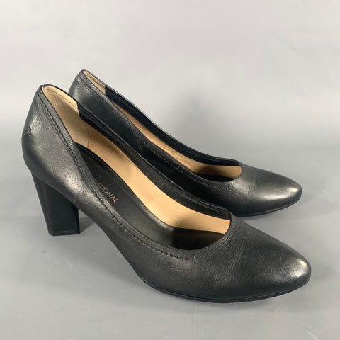 CoSTUME NATIONAL Size 8 Black Leather Slip On Pumps