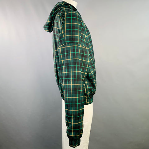 LIBERAL YOUTH MINISTRY Size L Grunge Hoodie Green Black Yellow Plaid Wool Oversized Sweatshirt