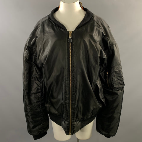 VETEMENTS FW2017 Size XXXXL Black Orange Polyamide Bomber Jacket
