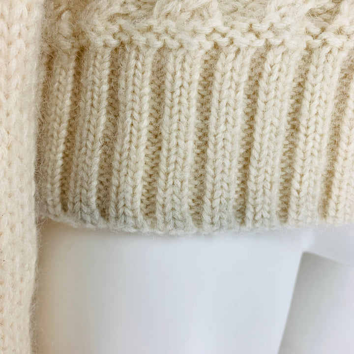 BALMAIN Size S Cream Mohair Blend Chunky Knit Sweater