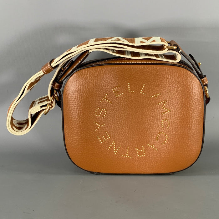 STELLA McCARTNEY Brown White Studded Faux Leather Handbag & Leather Goods