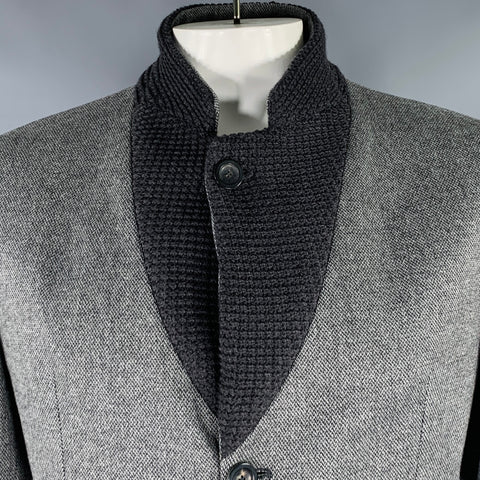 EMPORIO ARMANI Size 46 Grey Black Wool Blend Notch Lapel Sport Coat