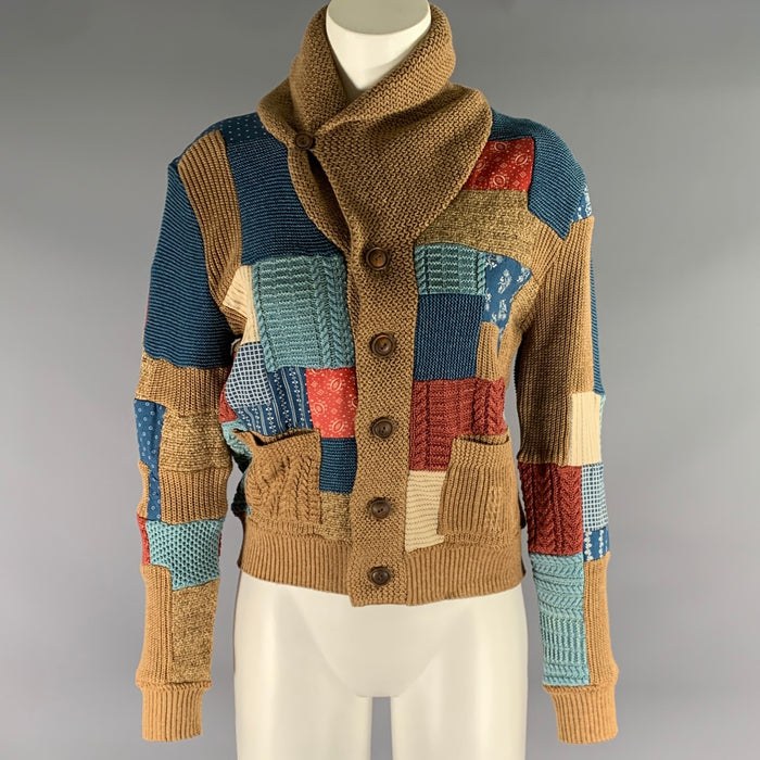 RRL by RALPH LAUREN Size 3 Brown Multi Color Cotton Linen Silk Cardigan Womens