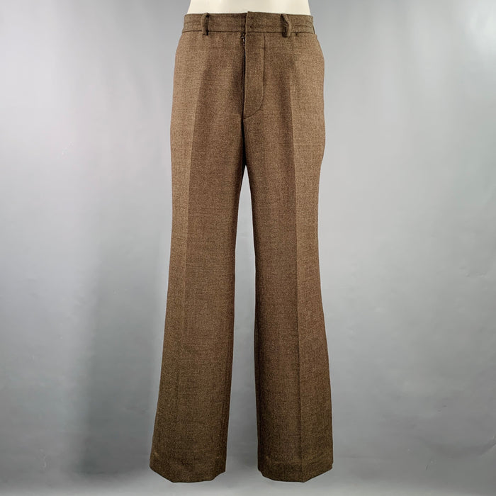 MAISON MARTIN MARGIELA Size 36 Brown Twill Wool Flat Front Dress Pants