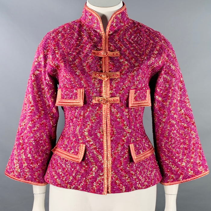 LOUIS VUITTON Size 10 Purple Fuchsia Cotton Blend Jacket Blazer
