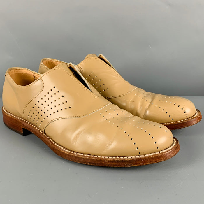 JIL SANDER Size 8.5 Beige Perforated Leather Slip On Loafers