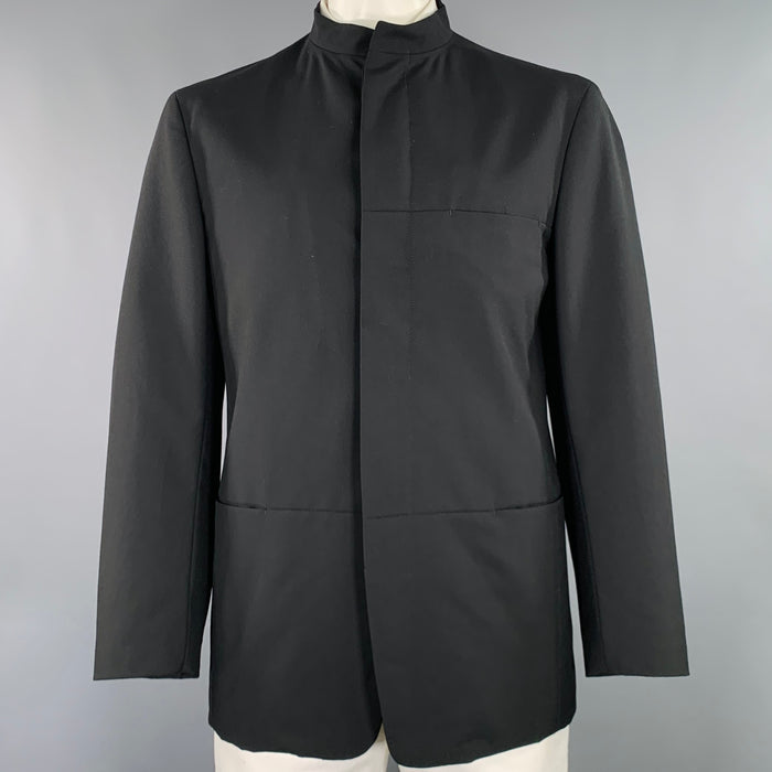 ISSEY MIYAKE Size 42 Black Wool Nehru Collar Sport Coat