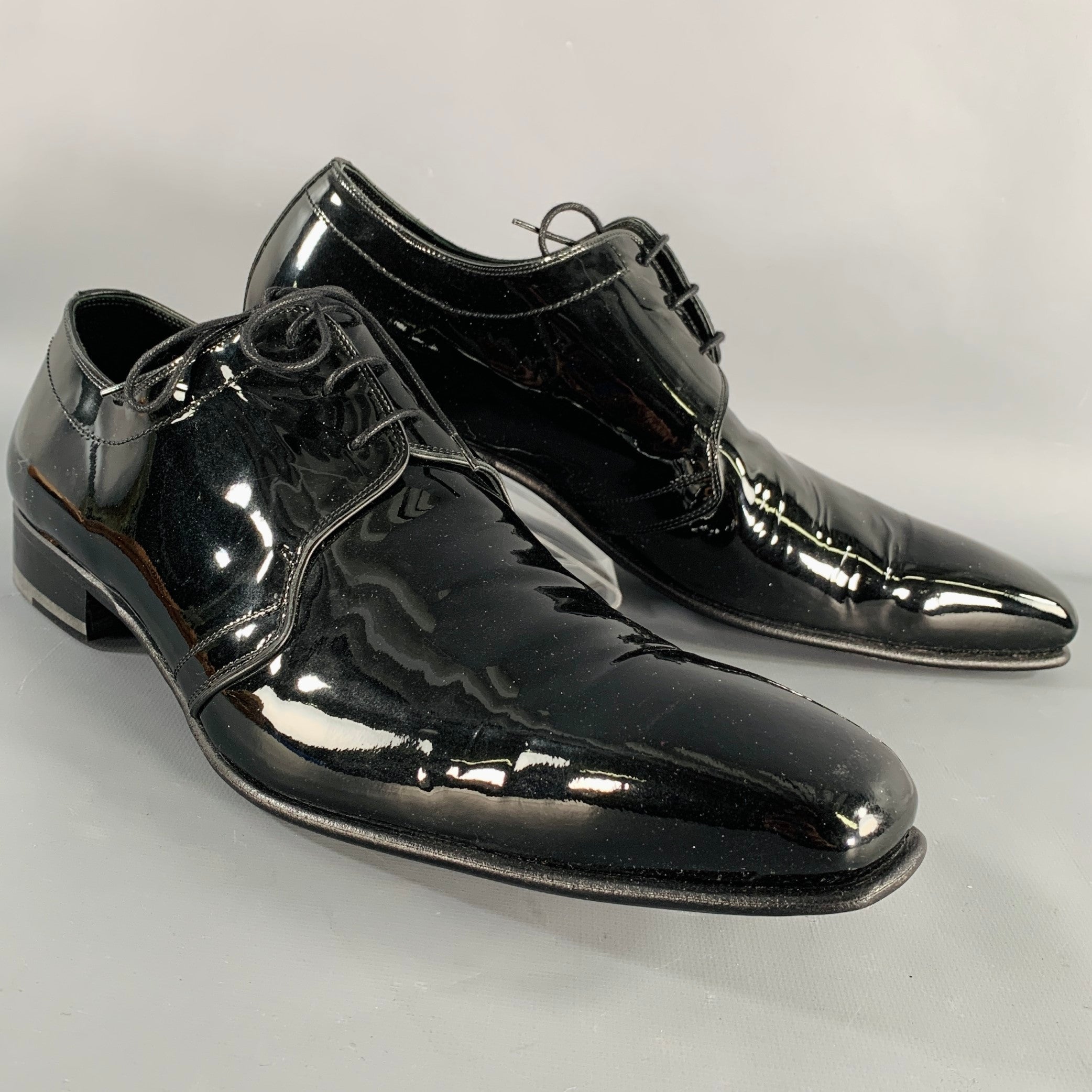 CALZOLERIA HARRIS Size 12 Black Patent Leather Lace-Up Shoes  display picture 3