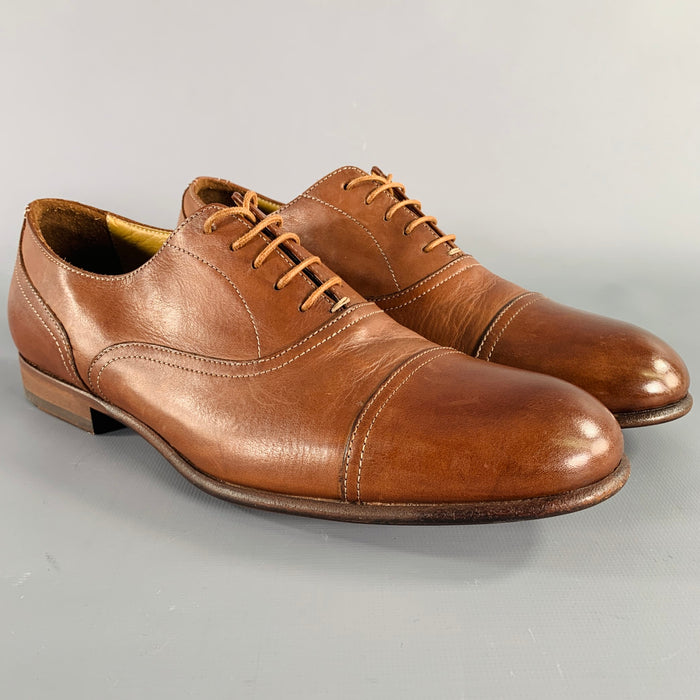 PAUL SMITH Size 7 Brown Leather Cap Toe Oxford Lace-Up Shoes
