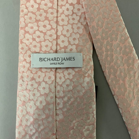 RICHARD JAMES SAVILE ROW Pink Floral Silk Tie