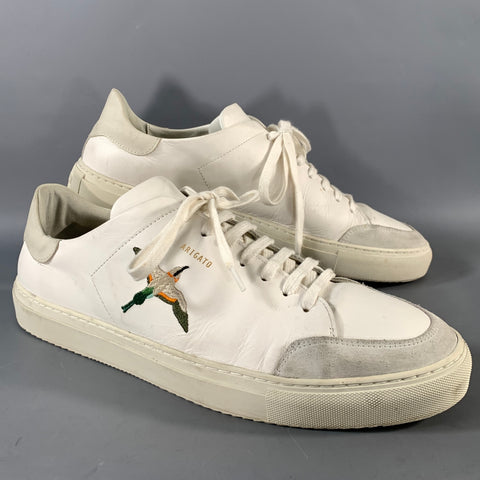 AXEL ARIGATO Size 14 White Embroidery Leather Lace Up Sneakers