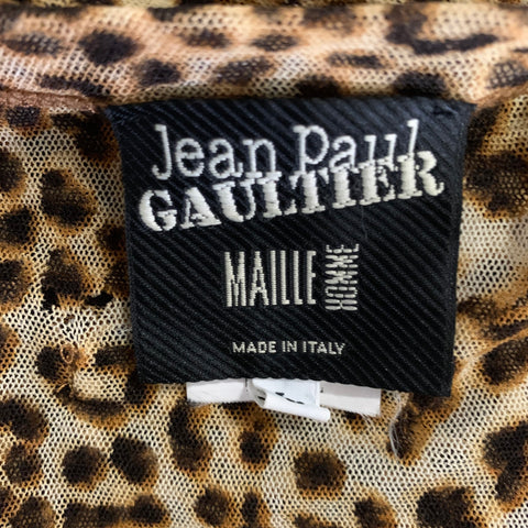 JEAN PAUL GAULTIER Size L Brown Black Leopard Print Polyamide Mesh Pullover