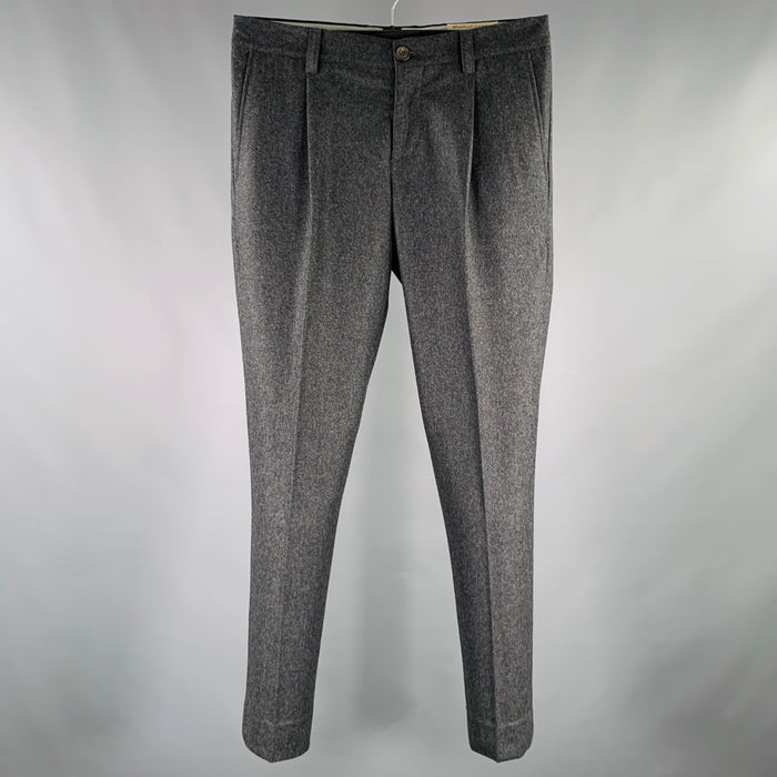 BRUNELLO CUCINELLI Size 32 Grey Charcoal Wool Pleated Dress Pants