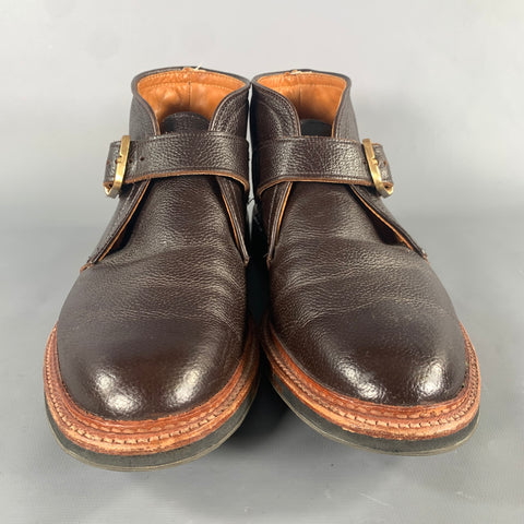 ALDEN Size 8 Brown D9704C Pebble Grain Leather Chelsea Boots